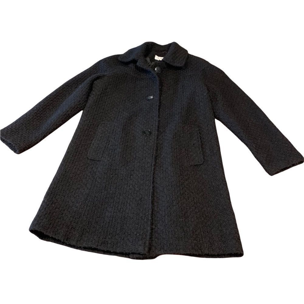 Liz Claiborne Black Wool Blend Pea Coat Sz L